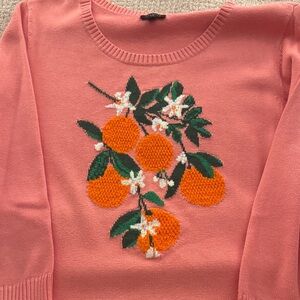 Talbots Pink Sweater with Orange Embroidery